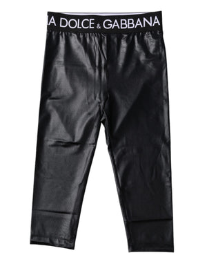 Dolce & Gabbana Black Logo Nylon Cropped Tights Pants Underwear