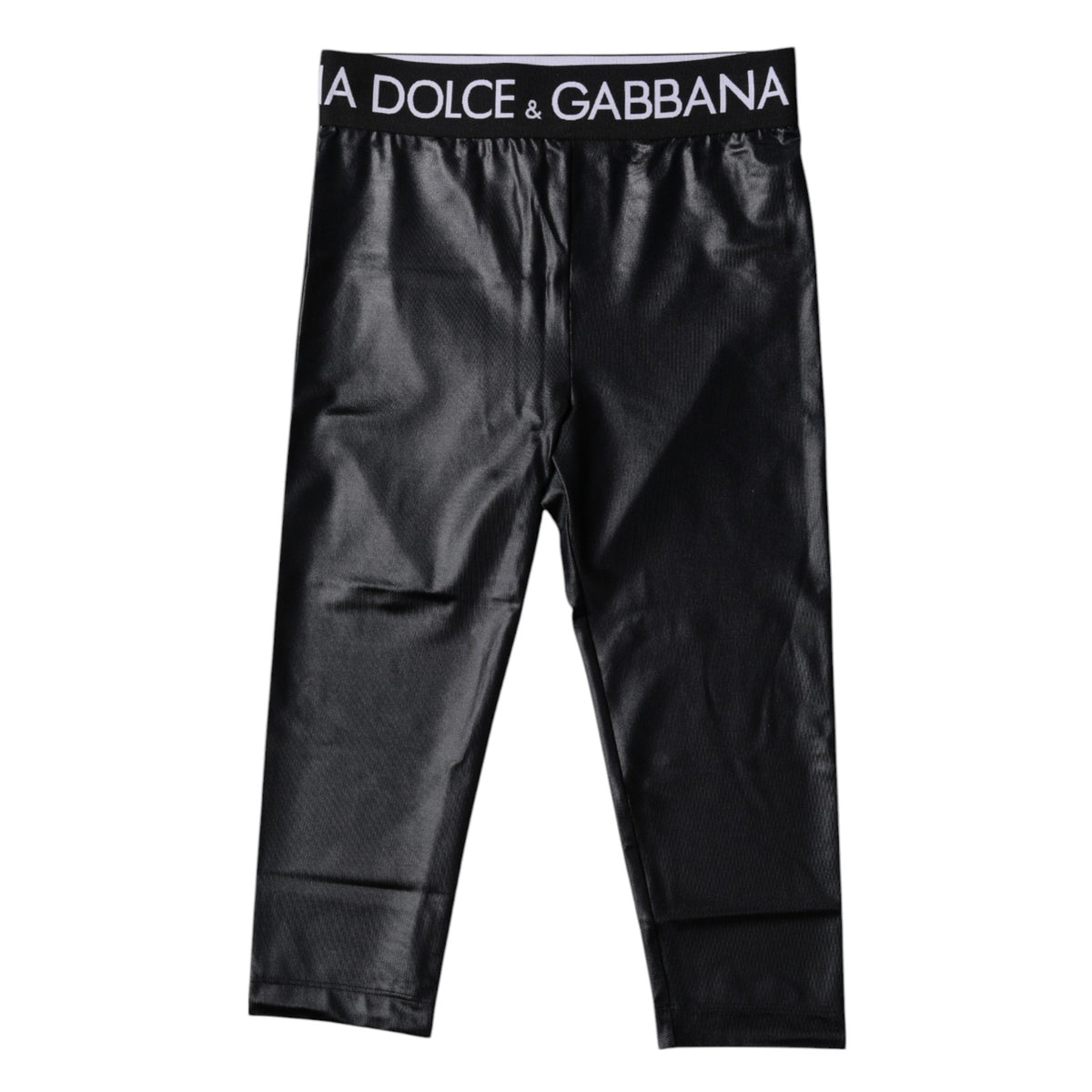 Dolce & Gabbana Black Logo Nylon Cropped Tights Pants Underwear