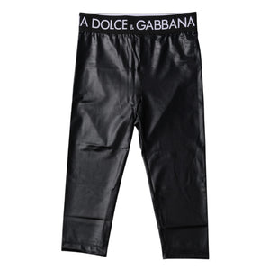 Dolce & Gabbana Black Logo Nylon Cropped Tights Pants Underwear