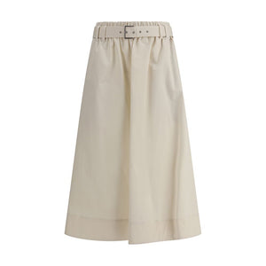 Brunello Cucinelli Cream Wide Long Skirt