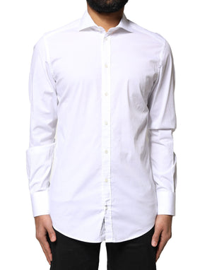 Dolce & Gabbana White GOLD Cotton Long Sleeves Dress Shirt