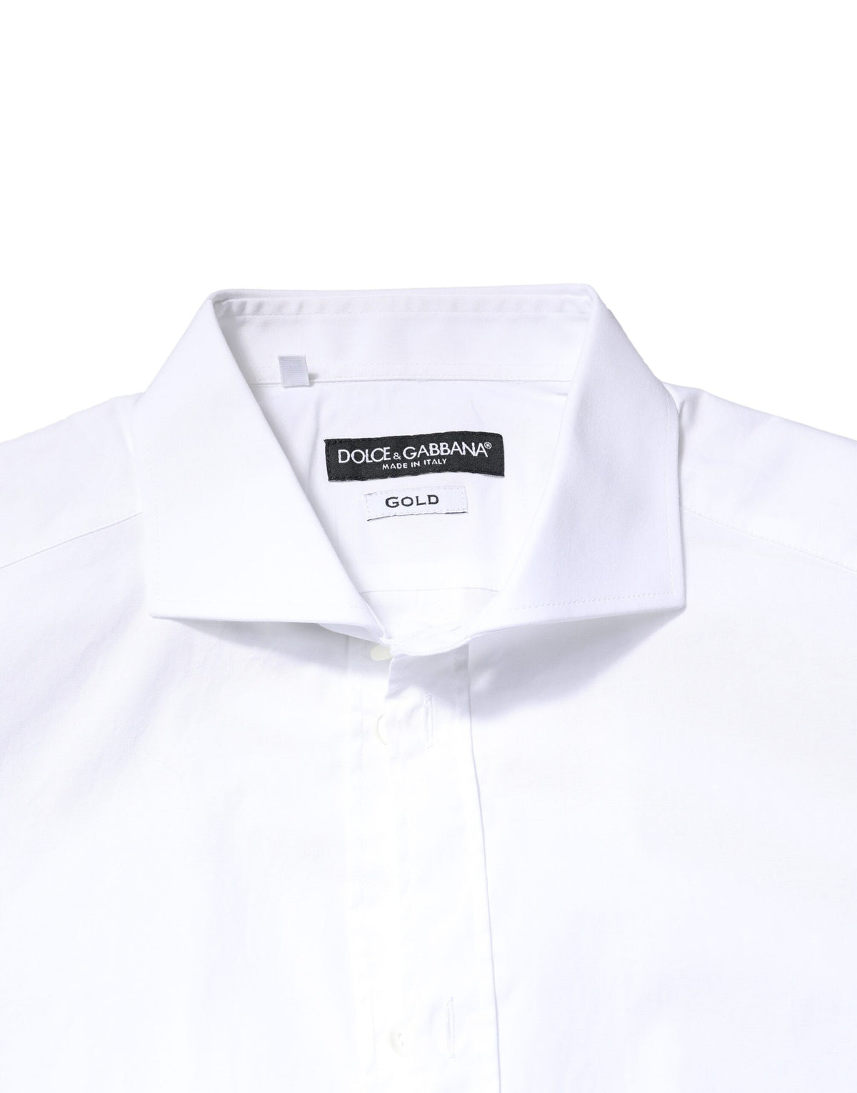 Dolce & Gabbana White GOLD Cotton Long Sleeves Dress Shirt
