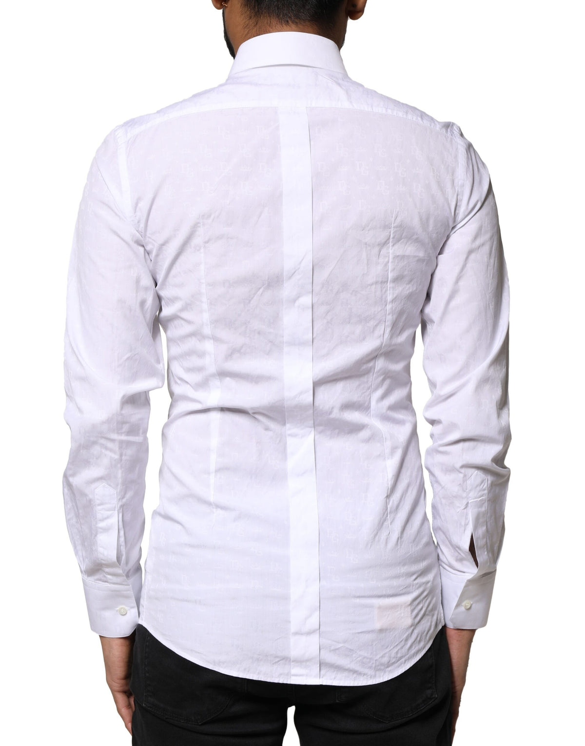 Dolce & Gabbana White GOLD Cotton Long Sleeves Dress Shirt