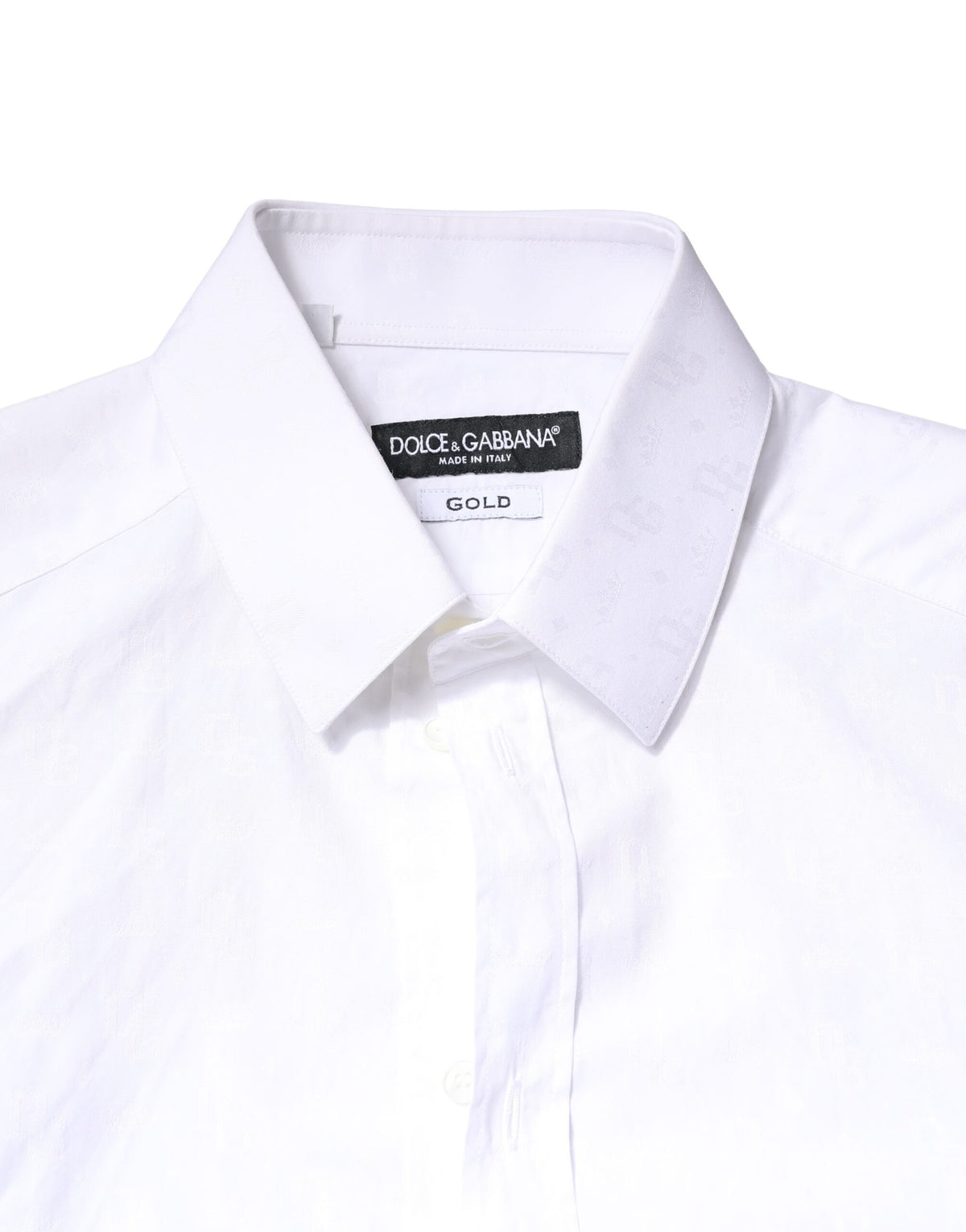 Dolce & Gabbana White GOLD Cotton Long Sleeves Dress Shirt