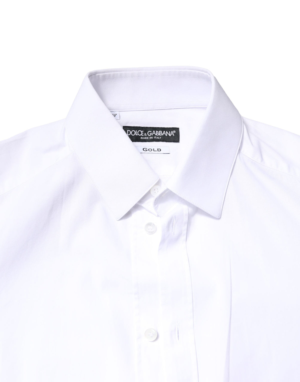 Dolce & Gabbana White GOLD Cotton Long Sleeves Dress Shirt