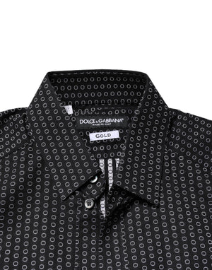 Dolce & Gabbana Black GOLD Patterned Cotton Men Dress Shirt