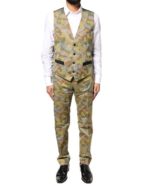 Dolce & Gabbana Multicolor Camouflage SICILIA 3 Piece Suit