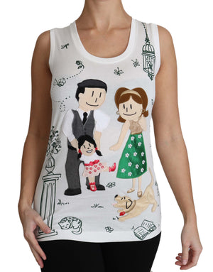 Dolce & Gabbana White Cotton #dgfamily Sleeveless Shirt Tank Top