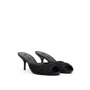 Dolce & Gabbana Black Cotton Mules