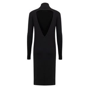Bottega Veneta Black Wool Long Dress