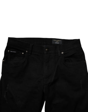 Dolce & Gabbana Black Cotton Stretch Skinny Men Denim Jeans