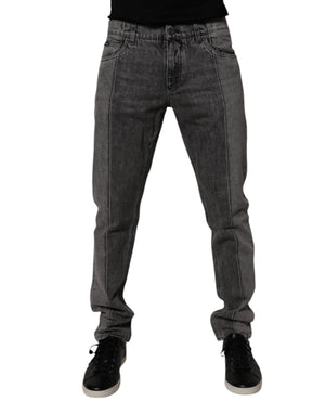 Dolce & Gabbana Two Tone Gray Cotton Denim Jeans