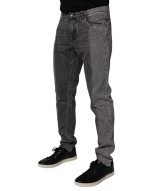 Dolce & Gabbana Two Tone Gray Cotton Denim Jeans