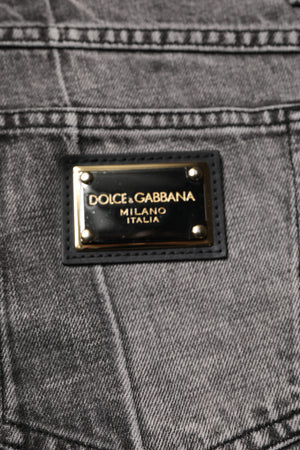 Dolce & Gabbana Two Tone Gray Cotton Denim Jeans