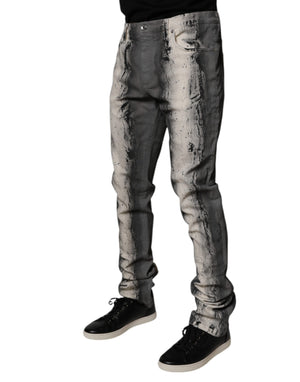 Dolce & Gabbana Gray Tie Dye Cotton Skinny Men Denim Jeans