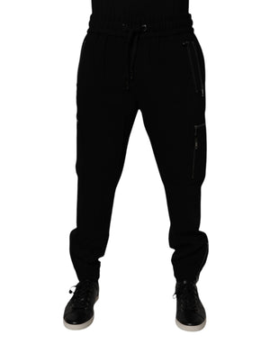 Dolce & Gabbana Black Wool Stretch Jogger Pants
