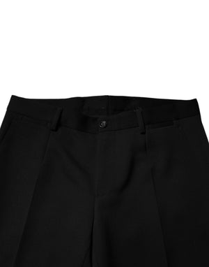 Dolce & Gabbana Black Wool Tapered Formal Dress Pants
