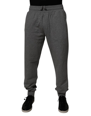 Dolce & Gabbana Gray Logo Cotton Jogger Men Sweatpants Pants