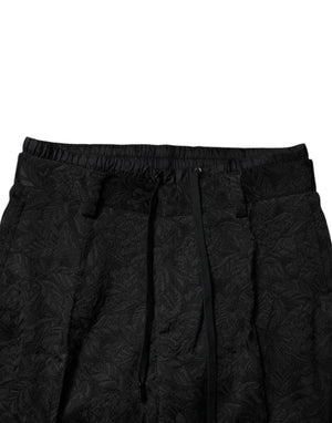 Dolce & Gabbana Black Brocade Polyester Skinny Dress Pants