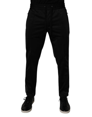 Dolce & Gabbana Black Polyester Men Jogger Sweatpants Pants