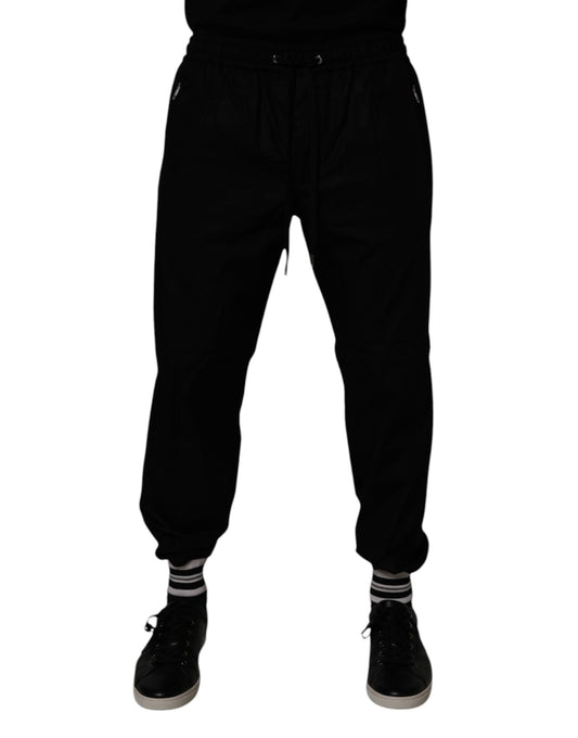 Dolce & Gabbana Black Cotton Men Jogger Sweatpants Pants