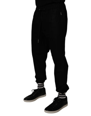 Dolce & Gabbana Black Cotton Men Jogger Sweatpants Pants