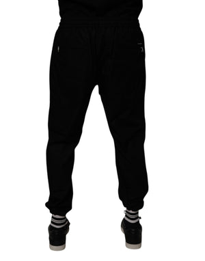 Dolce & Gabbana Black Cotton Men Jogger Sweatpants Pants