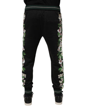 Dolce & Gabbana Black Floral King Men Jogger Sweatpants Pants