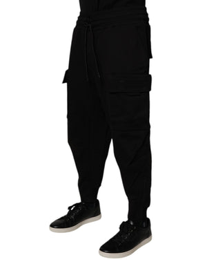 Dolce & Gabbana Black Cotton Men Cargo Jogger Sweatpants Pants