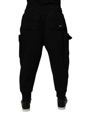 Dolce & Gabbana Black Cotton Men Cargo Jogger Sweatpants Pants