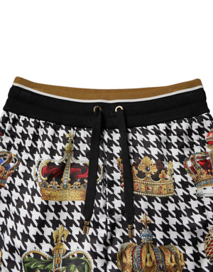 Dolce & Gabbana Multicolor Houndstooth Crown Men Sweatpants Pants