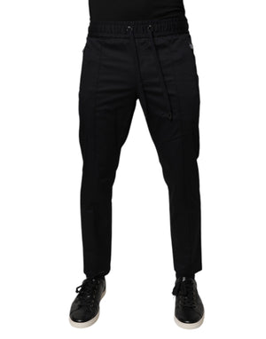 Dolce & Gabbana Dark Blue Cotton Men Jogger Sweatpants Pants