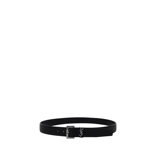 Saint Laurent Black Calf Leather Bos Taurus Regular Belt