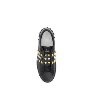 Valentino Garavani Black Calf Leather Bos Taurus Low Top Sneakers