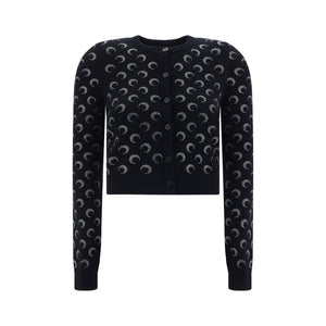 Marine Serre Black Viscose Cardigan