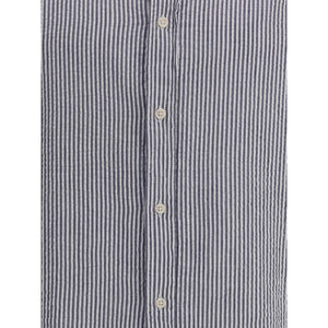 Deperlu Blue Cotton Pattern Shirt