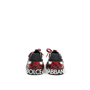 Dolce & Gabbana Black And White Leather Low Top Sneakers