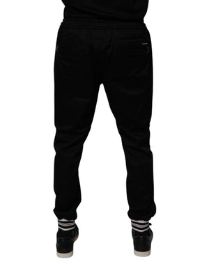 Dolce & Gabbana Black Cotton Stretch Jogger Sweatpants Pants