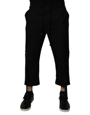Dolce & Gabbana Black Polyester Men Cropped Pants