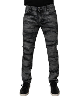 Dolce & Gabbana Gray Tie Dye Cotton Skinny Men Denim Jeans