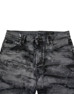 Dolce & Gabbana Gray Tie Dye Cotton Skinny Men Denim Jeans