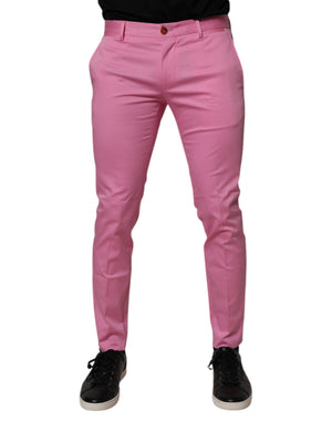 Dolce & Gabbana Pink Cotton Slim Fit Men Dress Formal Pants