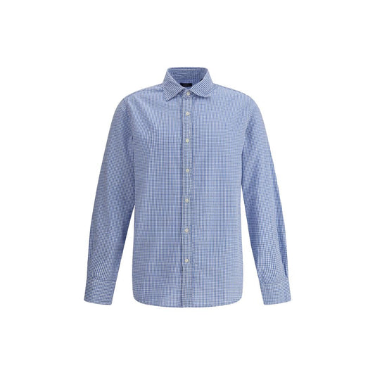Deperlu Light Blue Cotton Pattern Shirt
