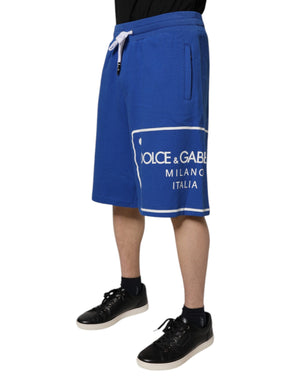 Dolce & Gabbana Blue Logo Cotton Bermuda Sweatshorts Shorts