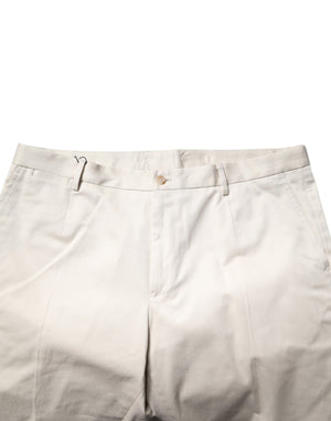 Dolce & Gabbana Beige Cotton Stretch Mid Waist Bermuda Shorts