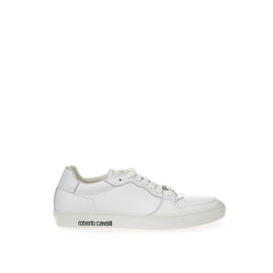Roberto Cavalli White Leather Low Top Sneakers