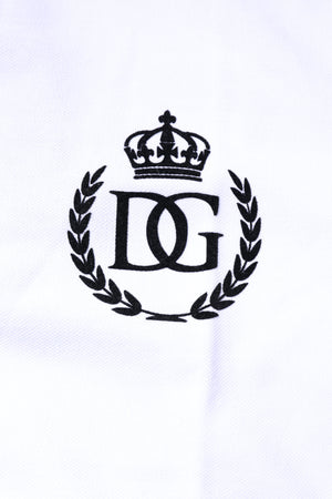 Dolce & Gabbana White Cotton Crown Collared Men Polo T-shirt