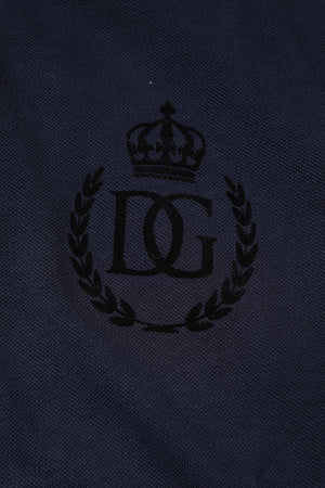 Dolce & Gabbana Dark Blue Cotton Crown Collared Polo T-shirt