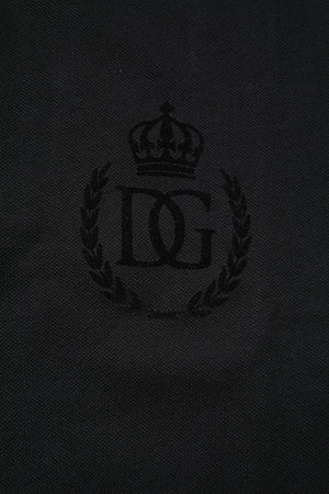 Dolce & Gabbana Black Cotton DG Logo Collared Polo T-shirt