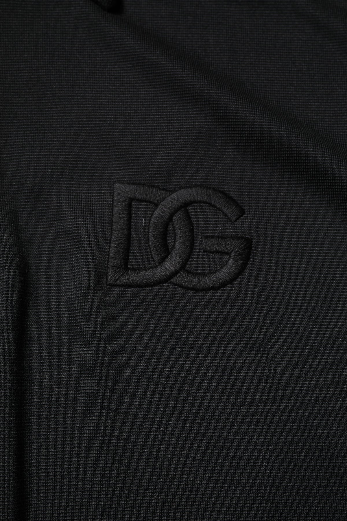 Dolce & Gabbana Black Polyester DG Logo Collared Polo T-shirt